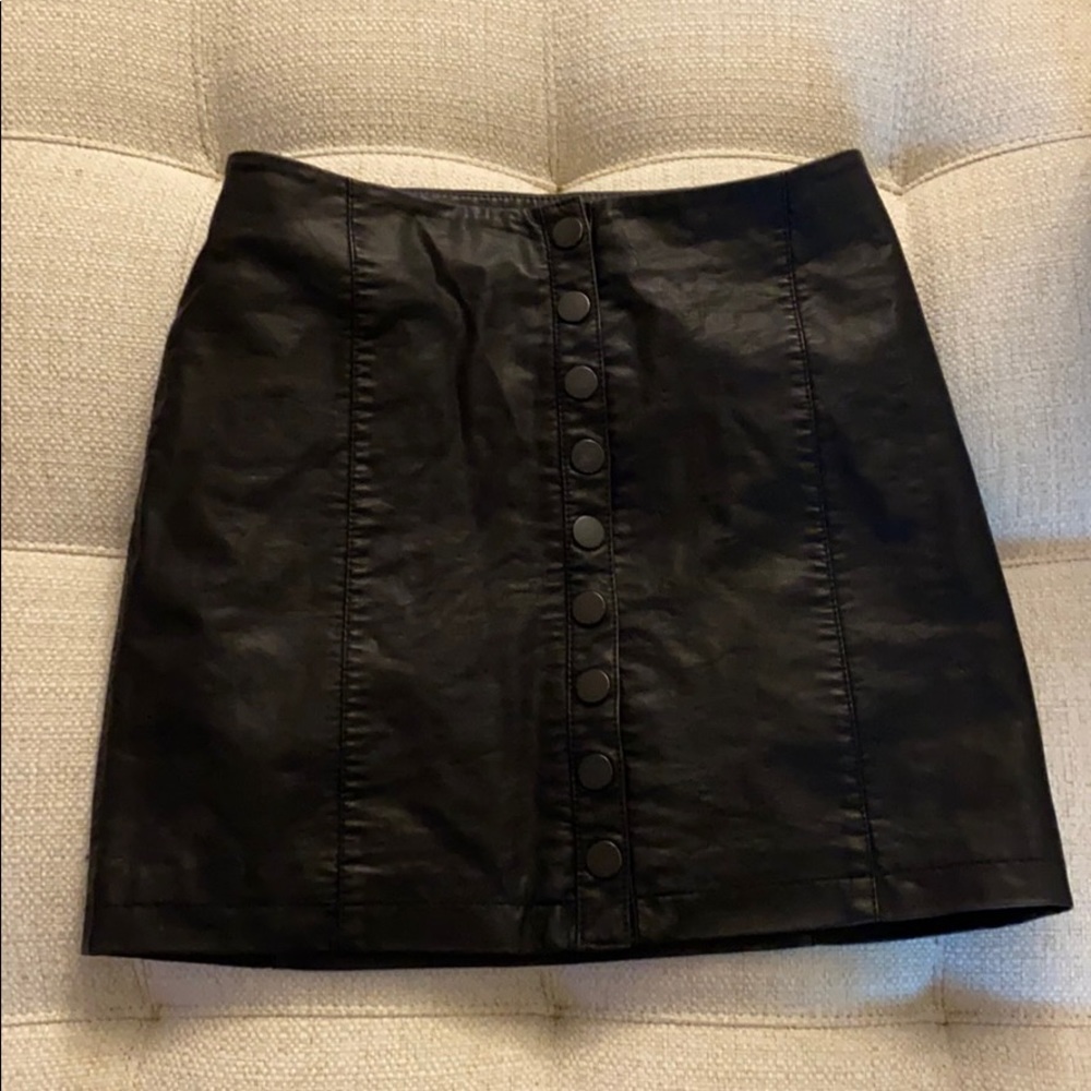 Free People black leather mini skirt | 2